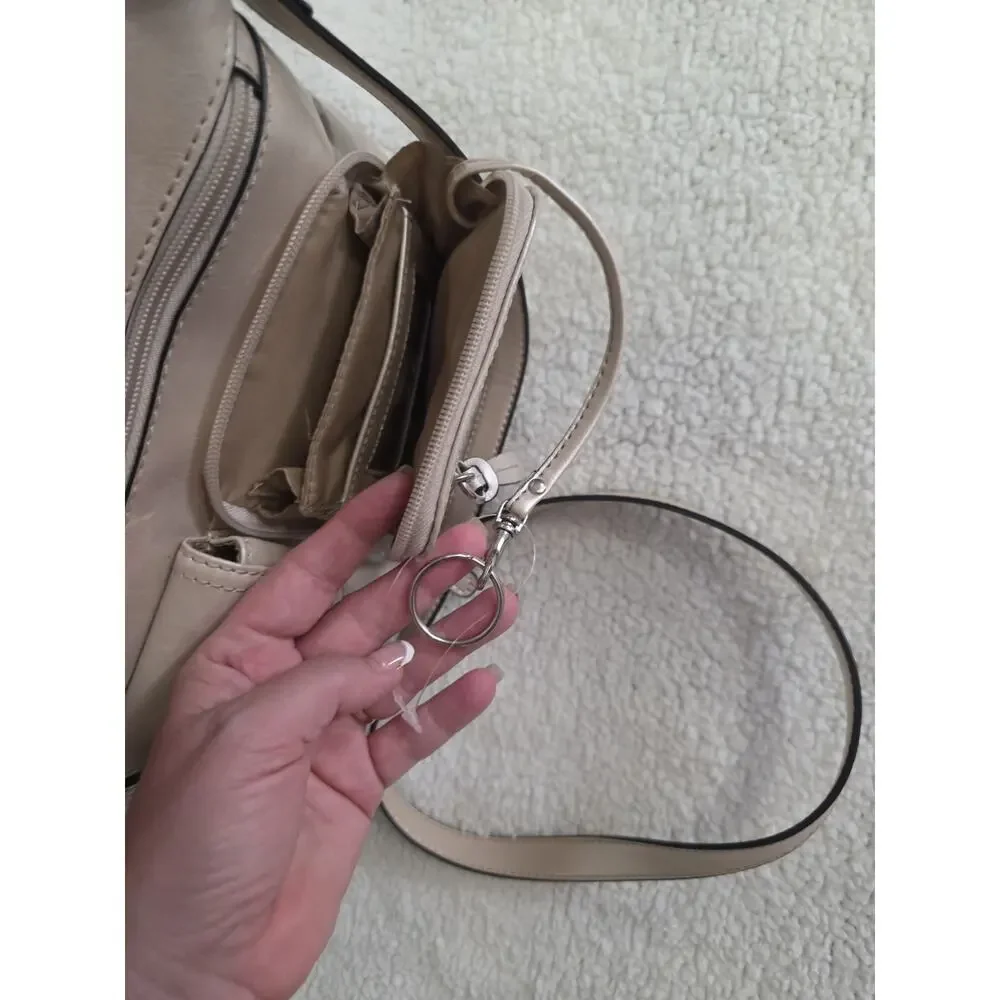GIANI BERNINI Women Crossbody Bag Purse Shimmery Pearlescent Tan Leather Medium